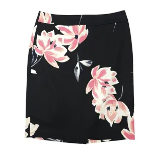 Ann Taylor Factory Floral Pencil Skirt Womens Sz 10 Black Pink Back Zip Slit NEW
