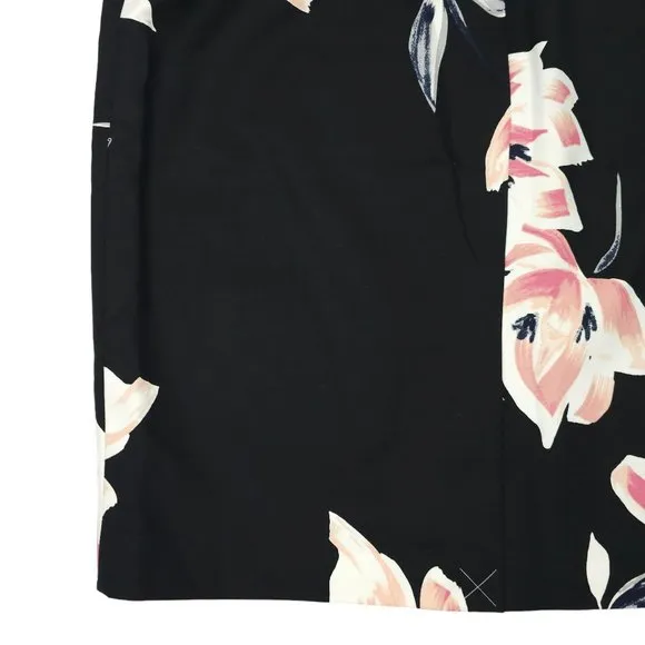 Ann Taylor Factory Floral Pencil Skirt Womens Sz 10 Black Pink Back Zip Slit NEW
