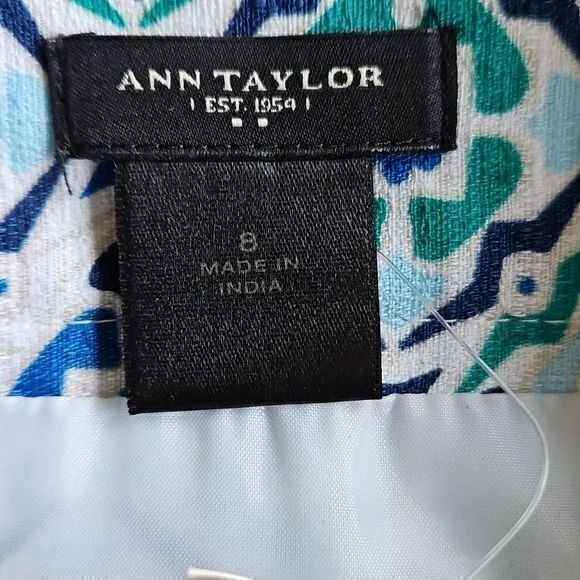 Ann Taylor‎ Factory NWT Blue Green and White Pencil Skirt Sz 8