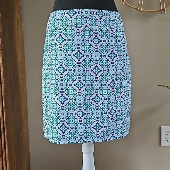 Ann Taylor‎ Factory NWT Blue Green and White Pencil Skirt Sz 8
