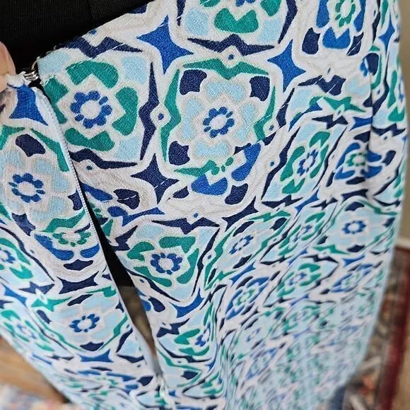 Ann Taylor‎ Factory NWT Blue Green and White Pencil Skirt Sz 8