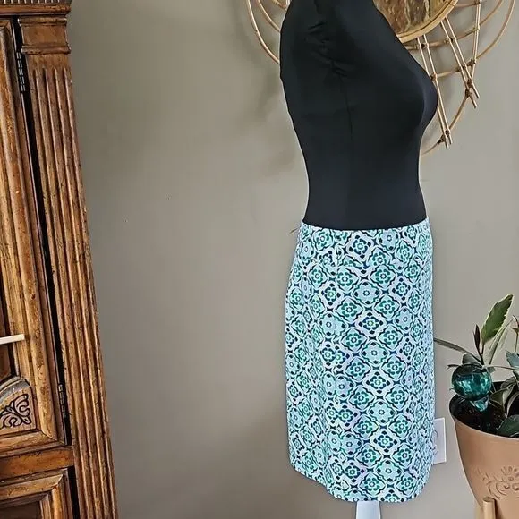 Ann Taylor‎ Factory NWT Blue Green and White Pencil Skirt Sz 8