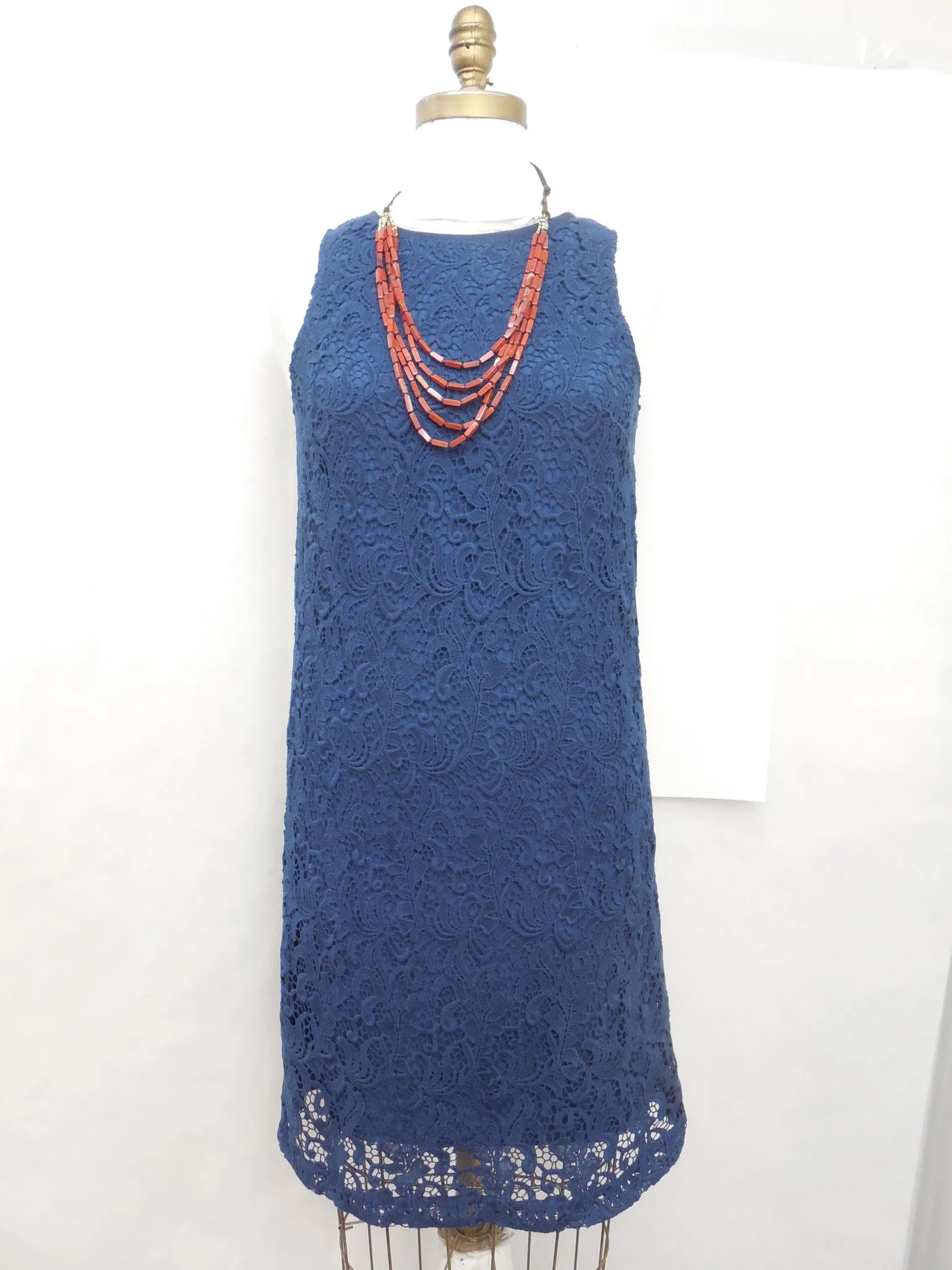 Ann Taylor LOFT Blue Tall Lace Shift Dress Size 6 Tall