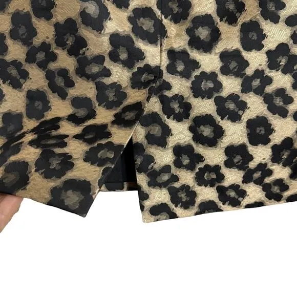 Ann Taylor Maven Jacquard Leopard Pencil Skirt Black Gold Size 8P
