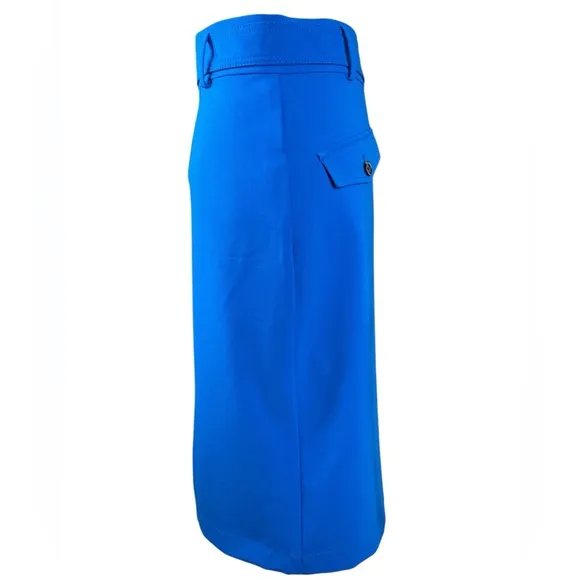 ANN TAYLOR Mock Wrap Pencil Skirt in Azure Blue Color, Size 12.