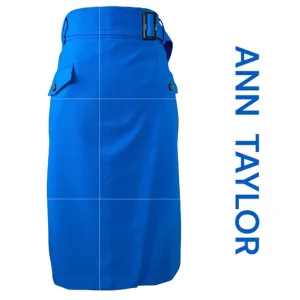 ANN TAYLOR Mock Wrap Pencil Skirt in Azure Blue Color, Size 12.