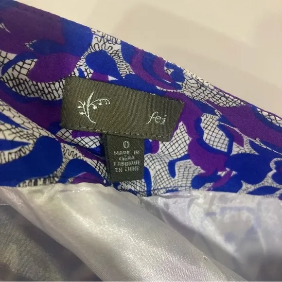 Anthro Silk Pencil Skirt Sz 0 Small Indigo Blue Purple Sequin Detail Lined