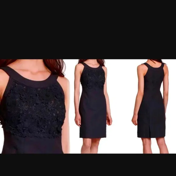 Anthropologie Applique oleander shift black dress