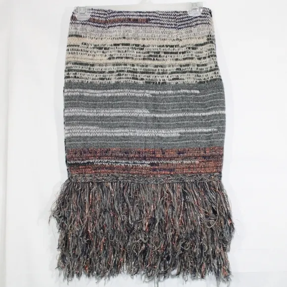 Anthropologie Cecelia Prado Glinted Sweater Skirt Fringed Pencil XS NWT