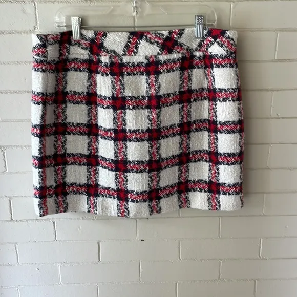 Anthropologie Endless Rose plaid tweed mini skirt