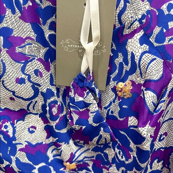 Anthropologie Fei Scattered Sequins Floral Silk Skirt