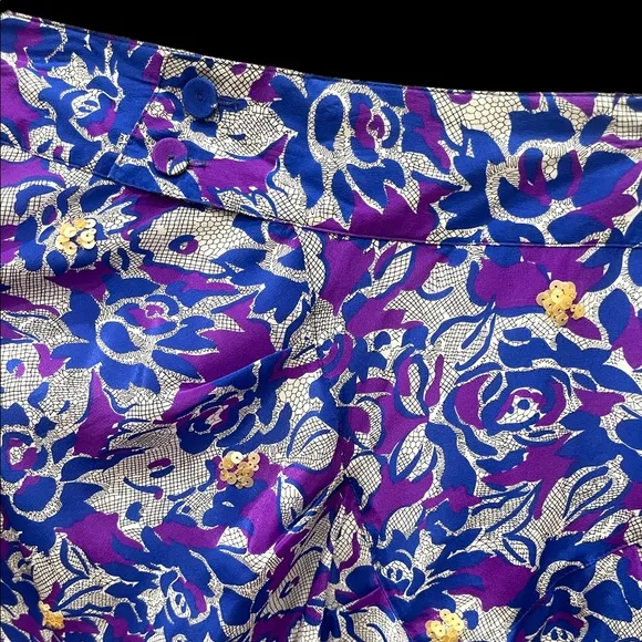 Anthropologie Fei Scattered Sequins Floral Silk Skirt