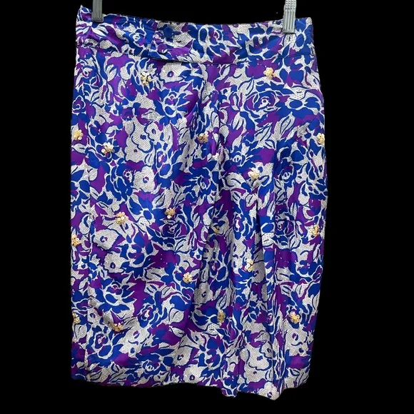 Anthropologie Fei Scattered Sequins Floral Silk Skirt