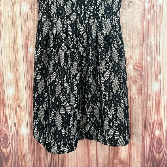 Anthropologie HD In Paris Violante Black Lace Fit and Flare Dress