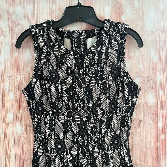 Anthropologie HD In Paris Violante Black Lace Fit and Flare Dress