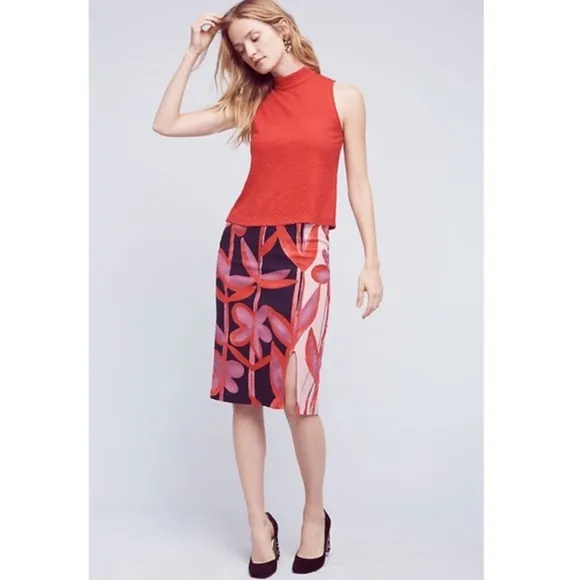 Anthropologie Maeve Cordyline Floral Pencil Skirt