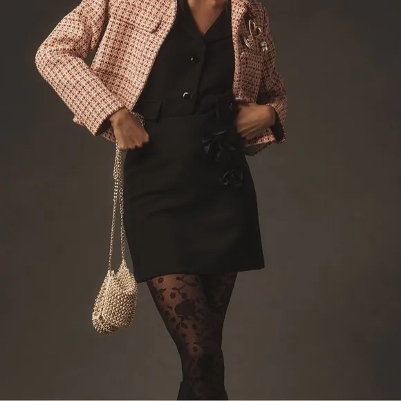 Anthropologie Maeve Floral Appliqué Mini Skirt