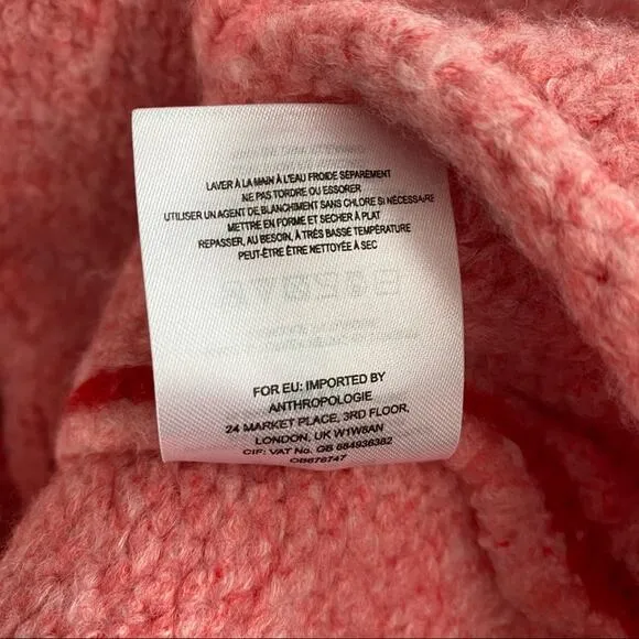 Anthropologie Moth Pink Red Knit Turtleneck Sweater size S/XS