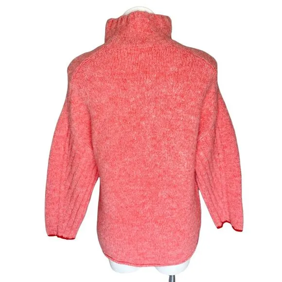 Anthropologie Moth Pink Red Knit Turtleneck Sweater size S/XS