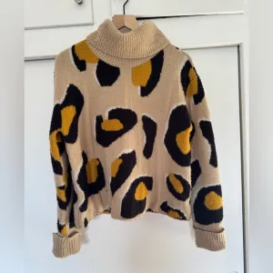 Anthropologie Moth Turtleneck Leopard Sweater Medium