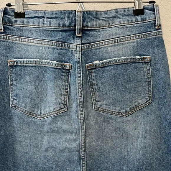 ANTHROPOLOGIE Pilcro and the Letterpress Denim Pencil Midi Skirt, Size 2