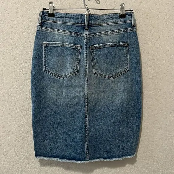 ANTHROPOLOGIE Pilcro and the Letterpress Denim Pencil Midi Skirt, Size 2