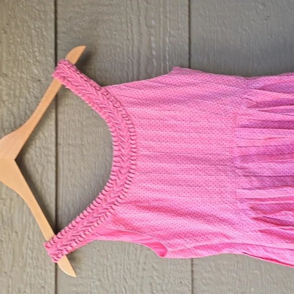 Anthropologie pink polka dot Moulinette Soeurs Melon Ball fit and flare dress 8