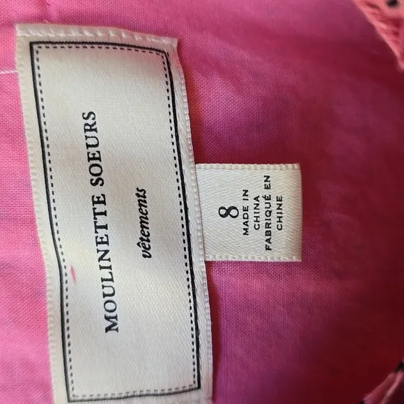 Anthropologie pink polka dot Moulinette Soeurs Melon Ball fit and flare dress 8