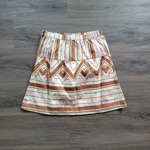 Anthropologie Tiny Ivory Orange Raleigh Mini Skirt NWT Size X-Small