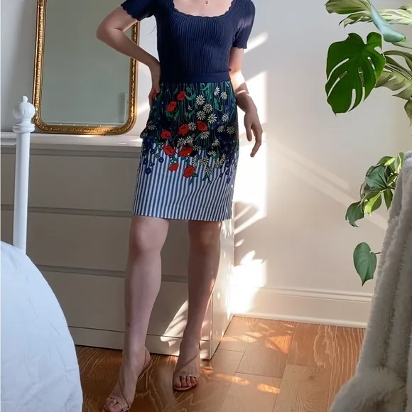 Anthropologie Vertical Garden Pencil Skirt Size 0