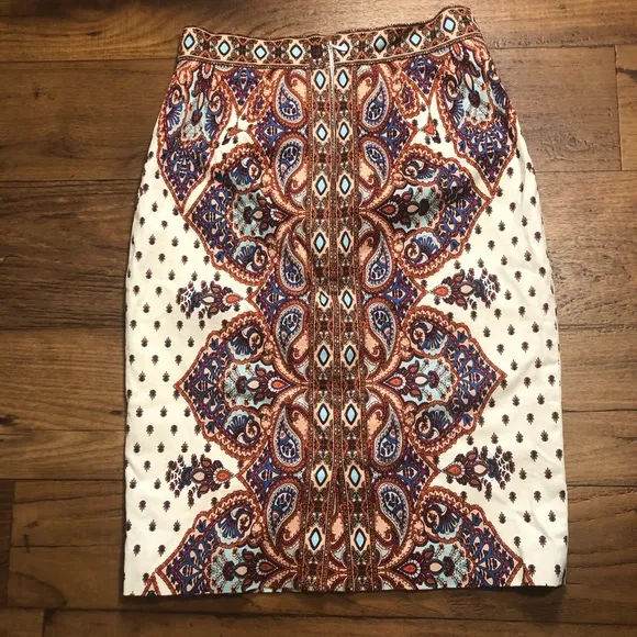 Antonio Melani Paisley Highwaisted Pencil Skirt 0