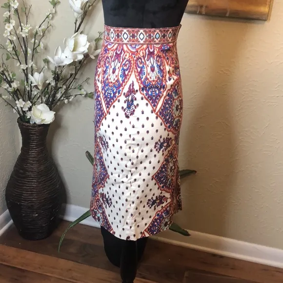 Antonio Melani Paisley Highwaisted Pencil Skirt 0