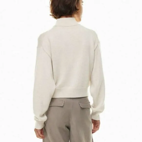 Aritzia Wilfred Free Cream &quot;Harper&quot; Cropped Turtleneck Wool Sweater Size XXS
