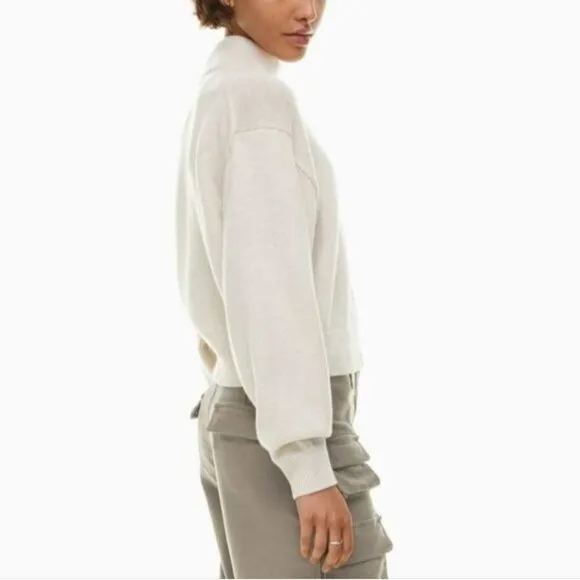 Aritzia Wilfred Free Cream &quot;Harper&quot; Cropped Turtleneck Wool Sweater Size XXS