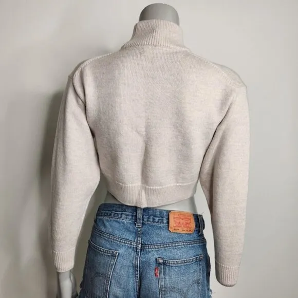 Aritzia Wilfred Free Cream &quot;Harper&quot; Cropped Turtleneck Wool Sweater Size XXS