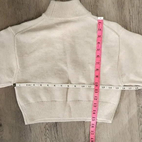 Aritzia Wilfred Free Cream &quot;Harper&quot; Cropped Turtleneck Wool Sweater Size XXS