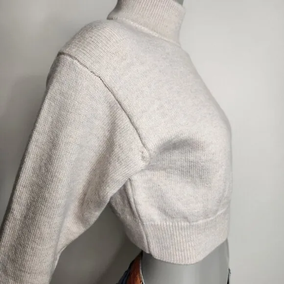 Aritzia Wilfred Free Cream &quot;Harper&quot; Cropped Turtleneck Wool Sweater Size XXS
