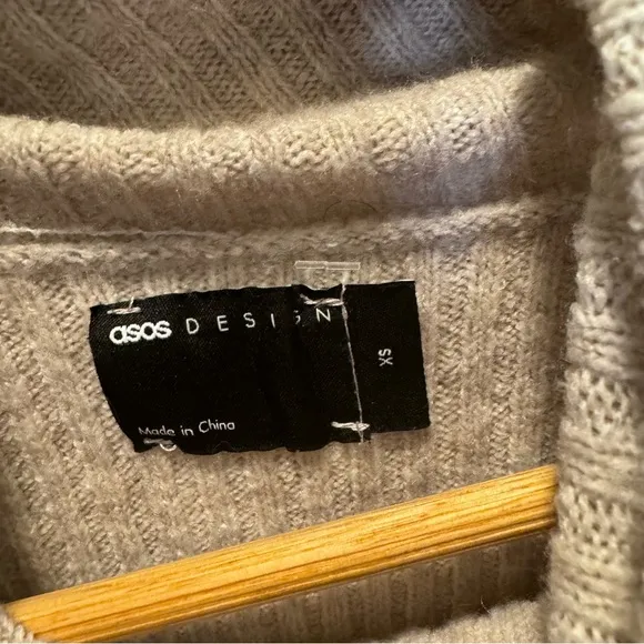 ASOS tan ribbed turtleneck cropped sweater
