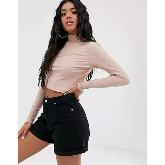 ASOS tan ribbed turtleneck cropped sweater
