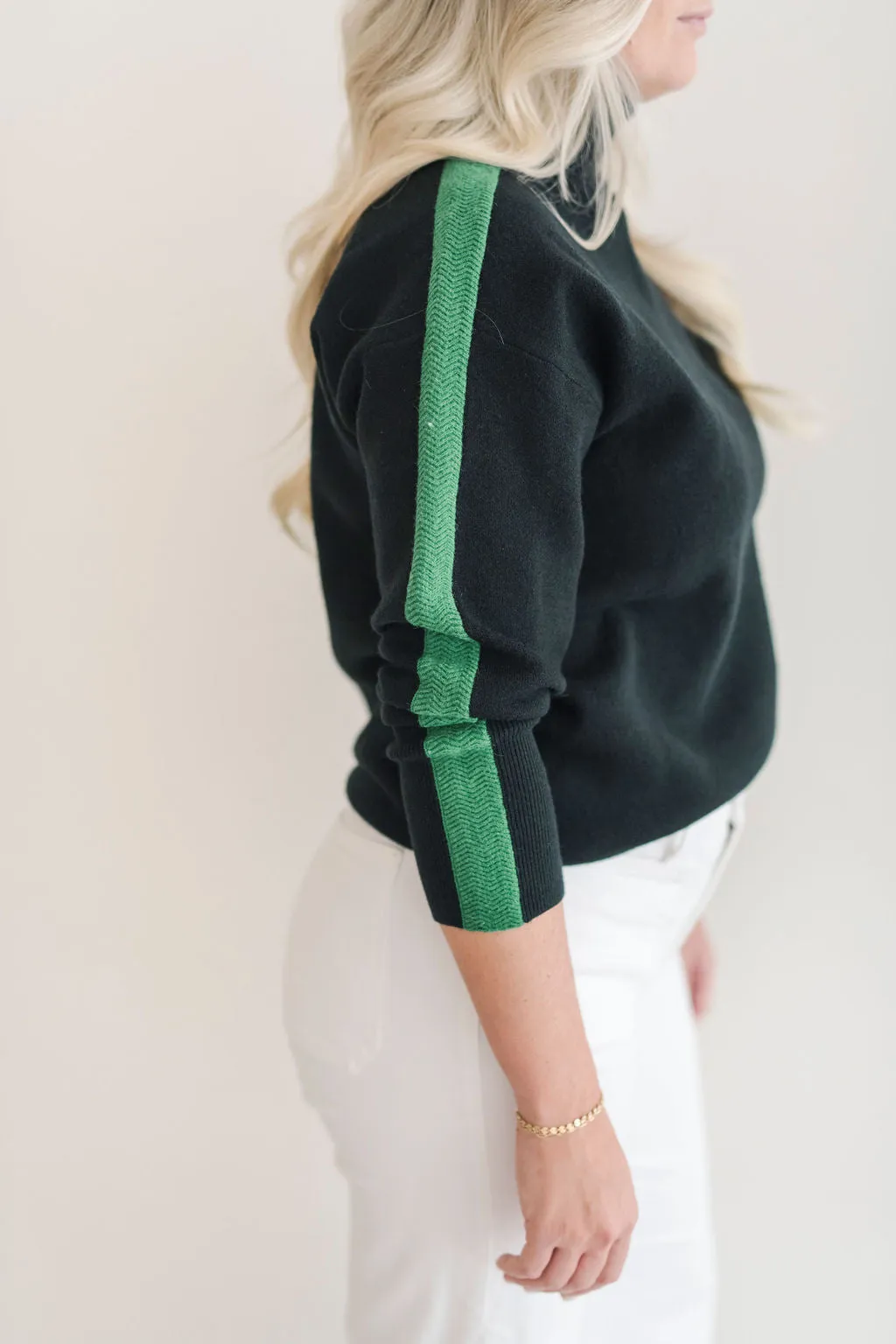 Aspen Turtleneck Sweater Black with Green