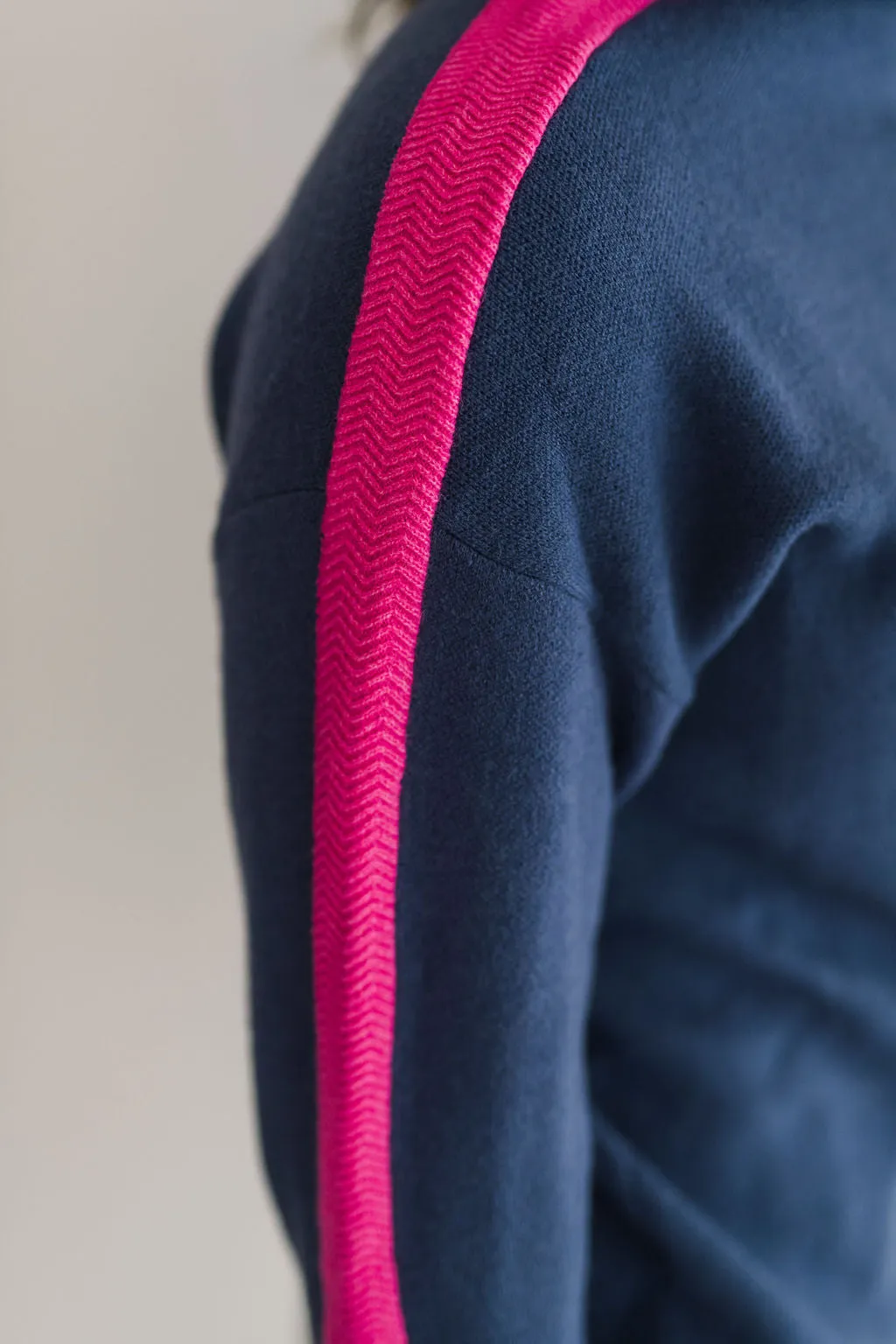 Aspen Turtleneck Sweater Navy with Pink