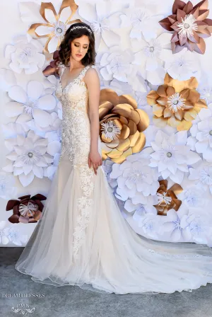 Asymmetrical Sheer Back Wedding Dress (#Jessica)