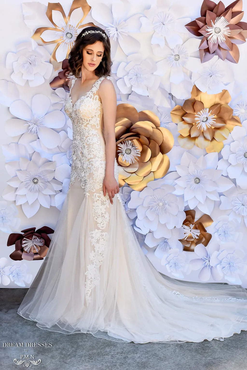 Asymmetrical Sheer Back Wedding Dress (#Jessica)