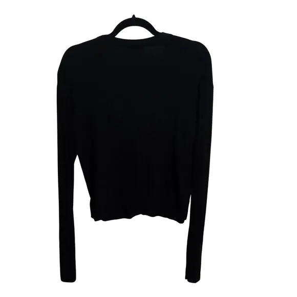 Athleta Light Weight Cardigan Sweater Black V Neck Wool Blend Size S