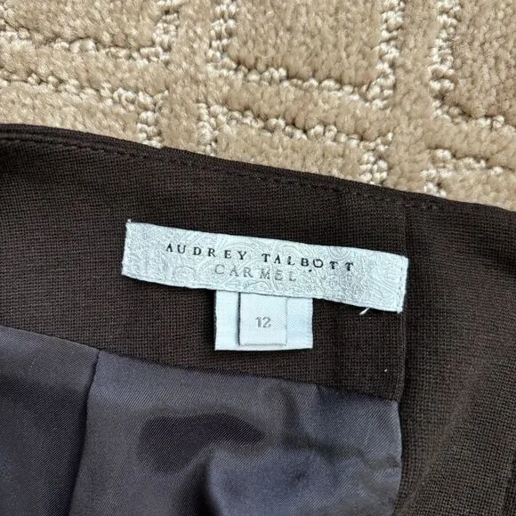 Audrey Talbott Carmel Pencil Skirt Sz 12 Brown Expose Zipper Office Workwear NWT
