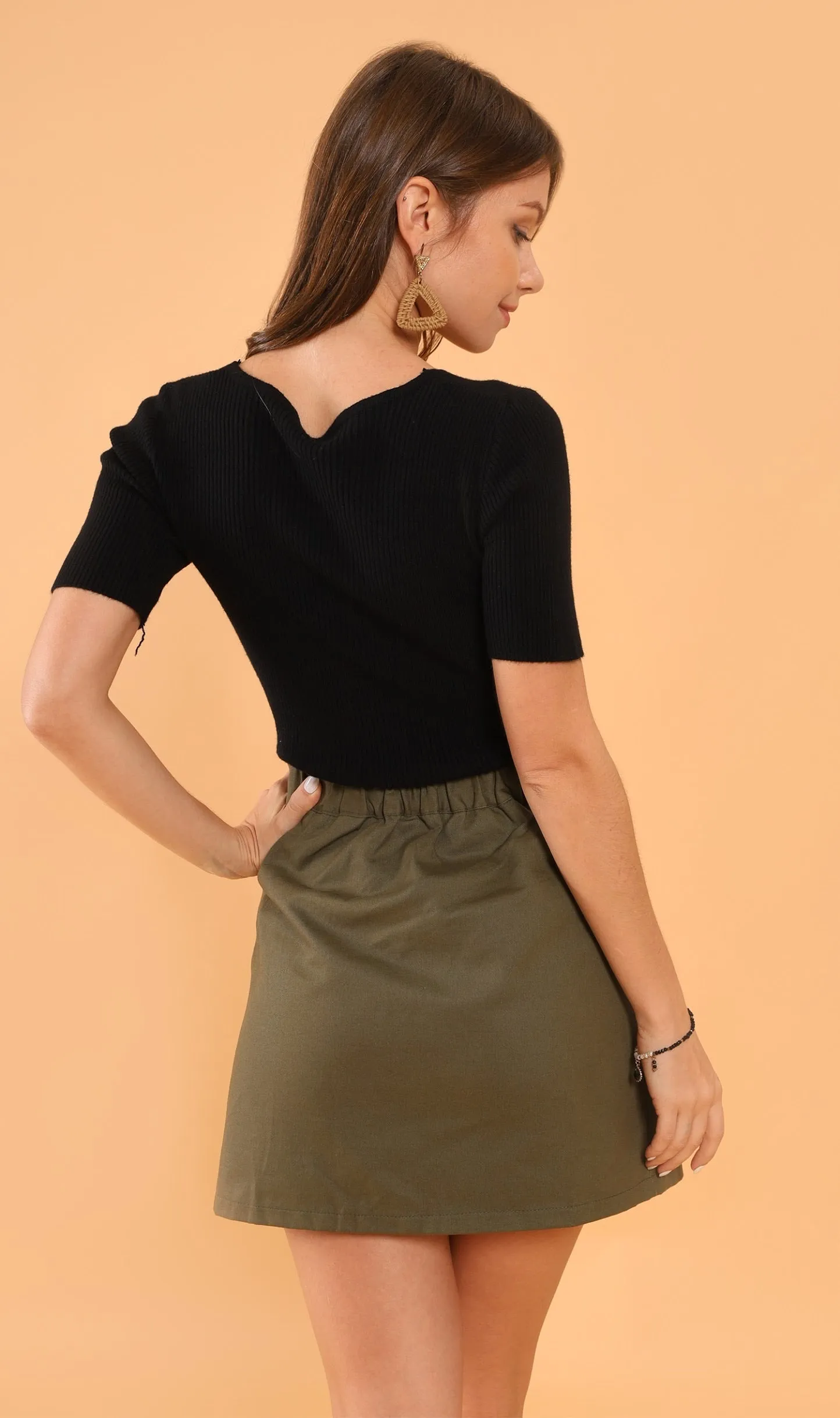 AUSTINE Cargo Wrap Skirt (Army Green)