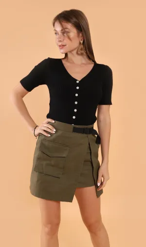 AUSTINE Cargo Wrap Skirt (Army Green)