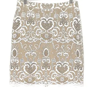 BADGLEY MISHKA Belle Women’s white Lace Pencil Skirt, fully lined size 10