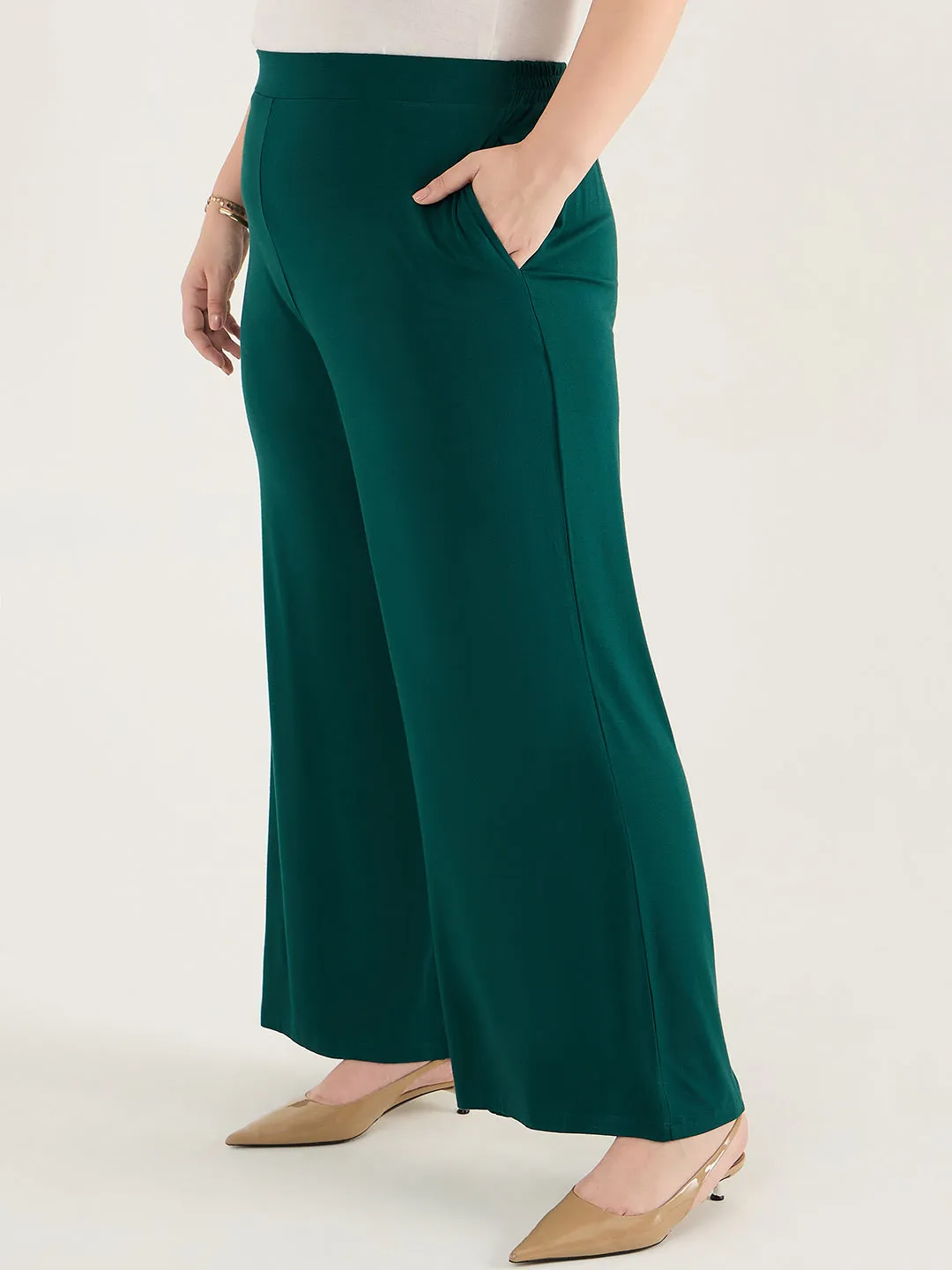 Bamboo Green Bootleg Pants