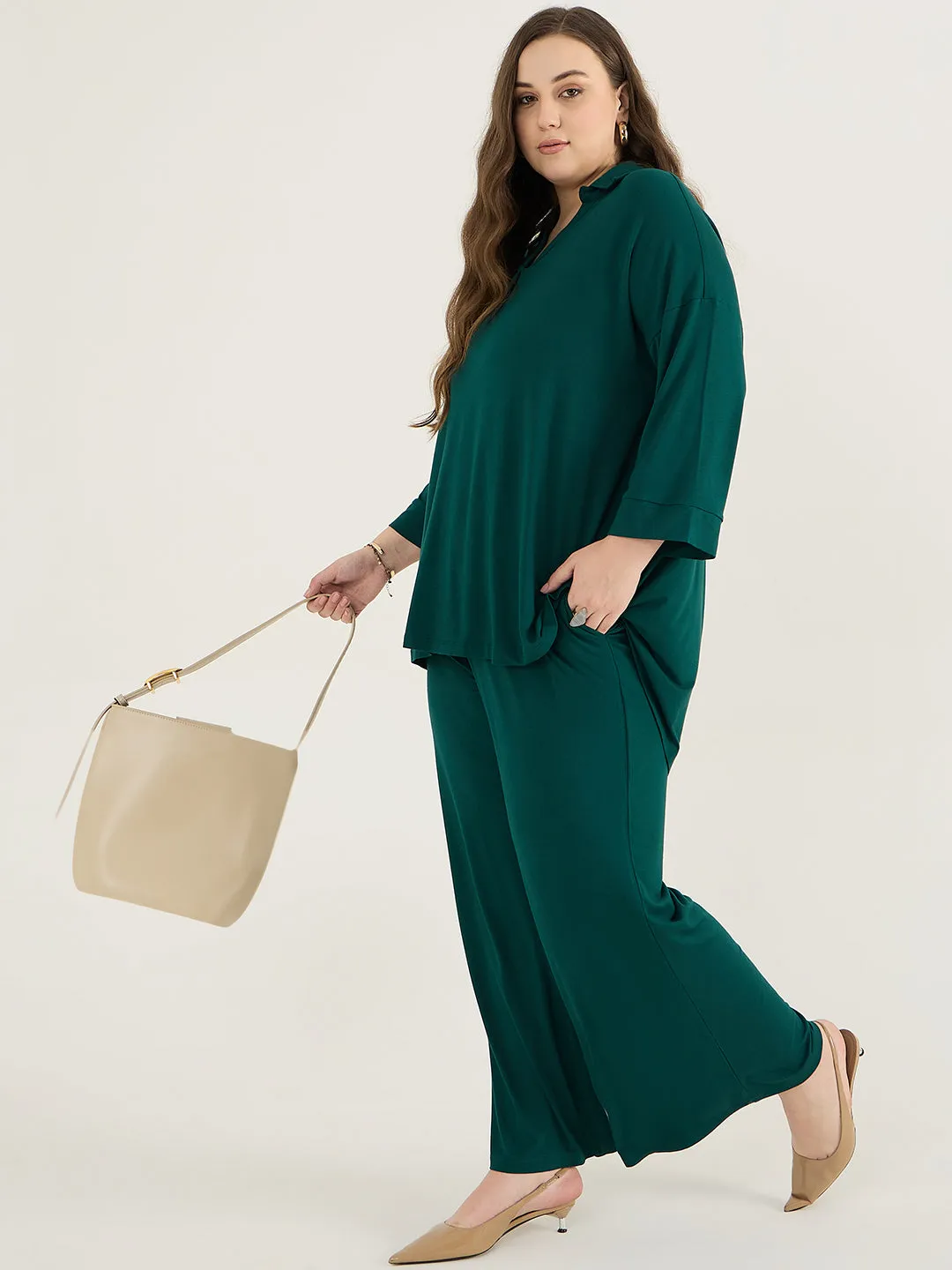 Bamboo Green Bootleg Pants